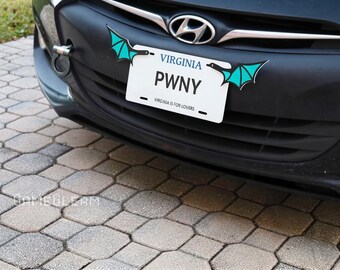 License Plate Bat Wings Pair [Teal, 6.5" wide wingspan] - Fits cars or motorcycles - A magical fantasy gift for him or her