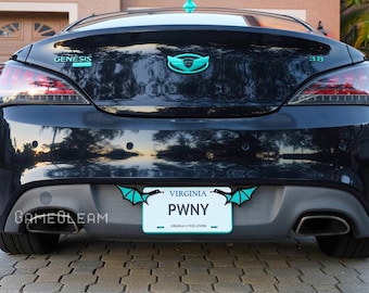 License Plate Bat Wings Pair [Teal, 6.5" wide wingspan] - Fits cars or motorcycles - A magical fantasy gift for him or her