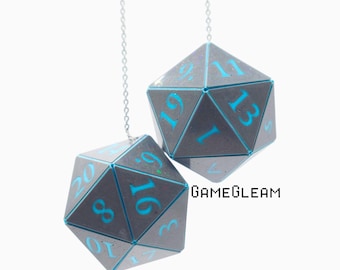Custom D20 Car Dice, DnD Gamer Accessories, Fantasy Fan Gift (2" Charms)