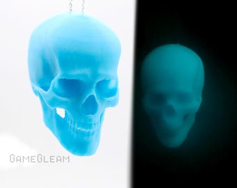 Glow-in-the-Dark Blue Skull Car-bedel: scharnierende achteruitkijkspiegelhanger