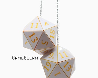D20 Car Dice [Pick your colors, custom 2" charms] - DnD hanging car accessories for fantasy fans and DMs - A magical and custom gamer gift