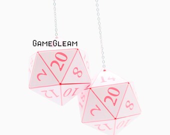 D20 Car Dice [Pick your colors, custom 2" charms] - DnD hanging car accessories for fantasy fans and DMs - A magical and custom gamer gift