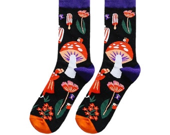 Fly Agaric - Cotton Colorful Fashion Mushroom Socks UK 4-7