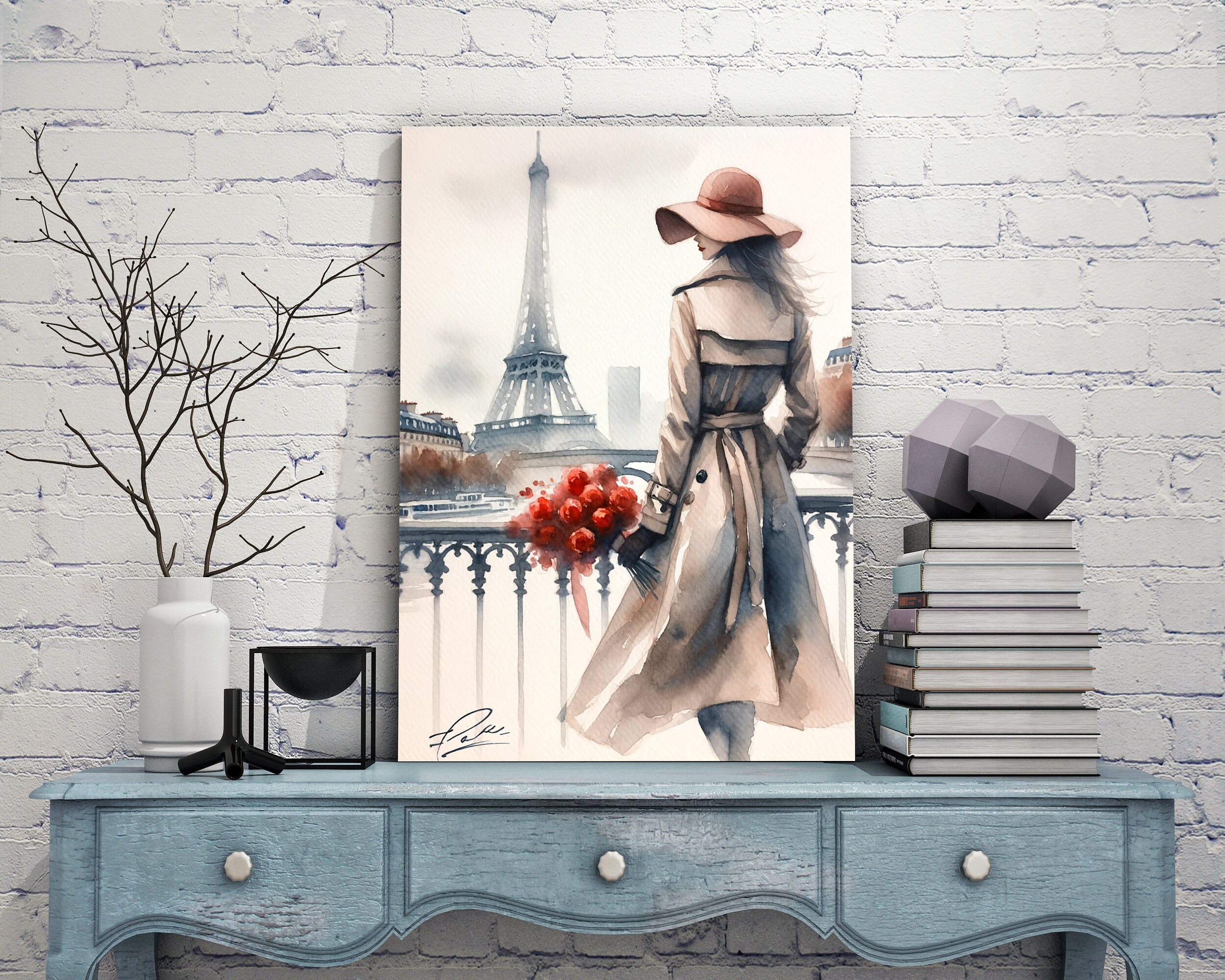 Parisian Chic With Blooms Timeless Canvas Art Print Valentine's Day