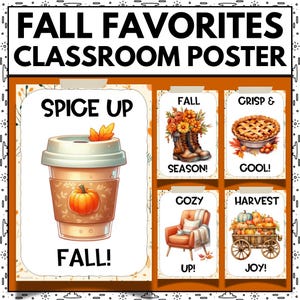 Favoritos de otoño para la decoración del aula e ideas para tablones de anuncios Pósteres y materiales imprimibles de otoño para la vuelta al cole Arte mural otoñal Otoño para niños