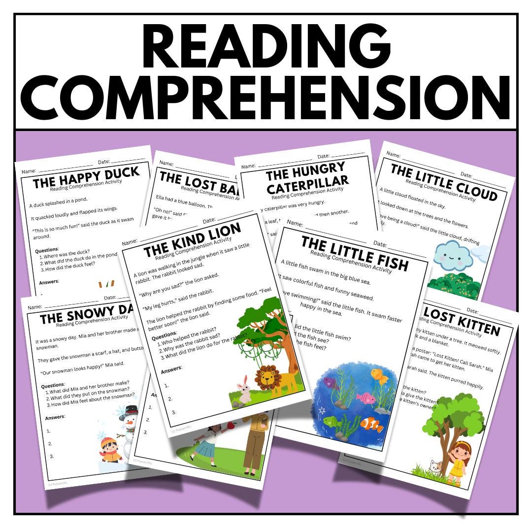 Reading Comprehension Passages: Kids Activities & Worksheets (PDF) - Etsy