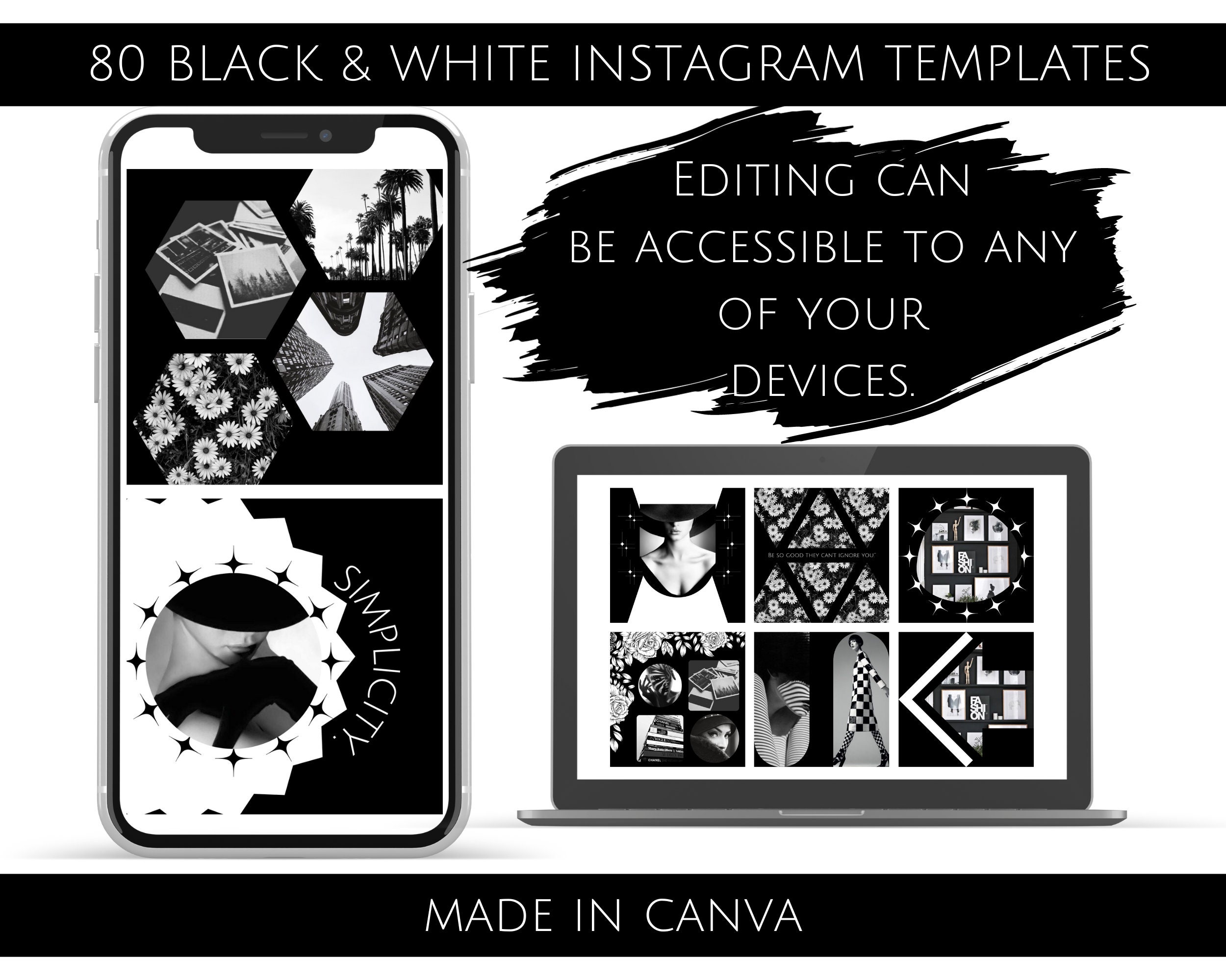 Black and White Instagram Templates Canva - Instagram Templates ...