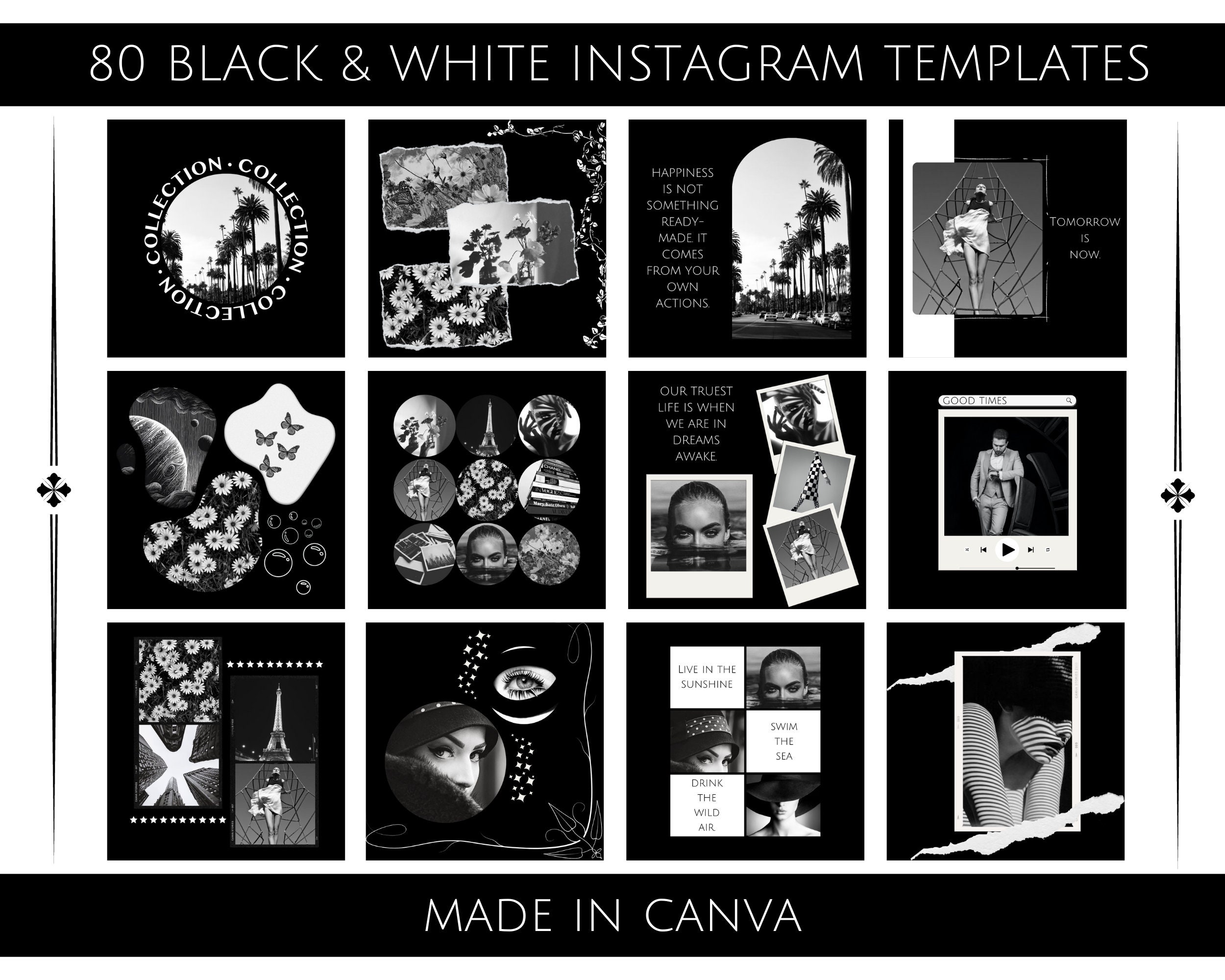 Black and White Instagram Templates Canva - Instagram Templates ...