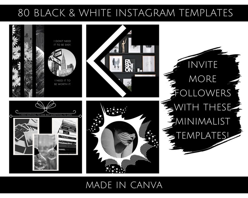 Black and White Instagram Templates Canva Instagram Templates Instagram