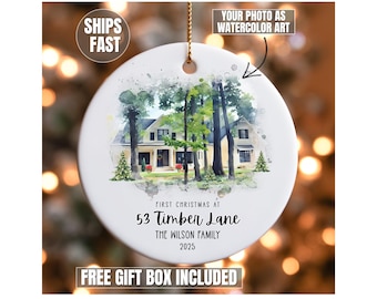 First Christmas Home Ornament Personalized Home Christmas Ornament New Home Christmas Gift Custom Home Photo Ornament Housewarming Keepsake