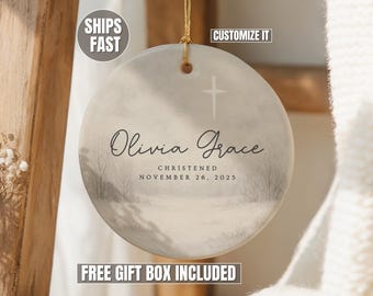 Baptism Ornament – Personalized Christening Gift for Girl or Boy, Baptism Gift, Custom Baby Baptism Keepsake, Christian Christmas Ornament