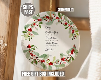 Personalized Friendship Ornament, Best Friend Gift, Girlfriend Anniversary, Long Distance Friends Bauble, Gift for Her Christmas Keepsake