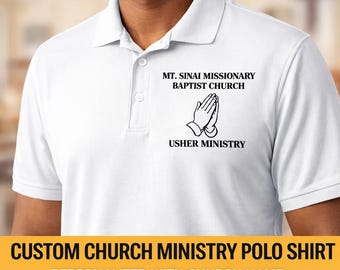 Custom Church Ministry Polo Shirt, Usher Ministry Polo, Personalized Church Polo Shirt, Ministry Uniform Shirt, Church Apparel