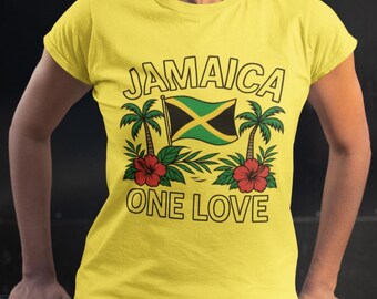 Jamaica Vacation Shirt, One Love Tropical T-Shirt, Group Trip Tee, Jamaican Flag, Palm Tree & Hibiscus Shirt, Jamaica TShirt, Jamaica Gift