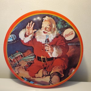 Vintage Coca Cola Santa with Train Tin 1986