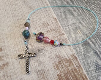 Handmade Beaded Bookmark with Cross