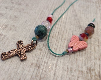 Handmade Beaded Bookmark with Cross