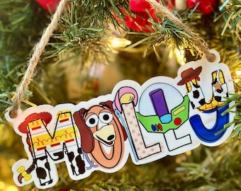 Personalized Character Name Christmas Tree Ornament, Custom Tag Ornaments, Inspired Princess Superhero Themed Tags for Kids Gift, Kid Gifts
