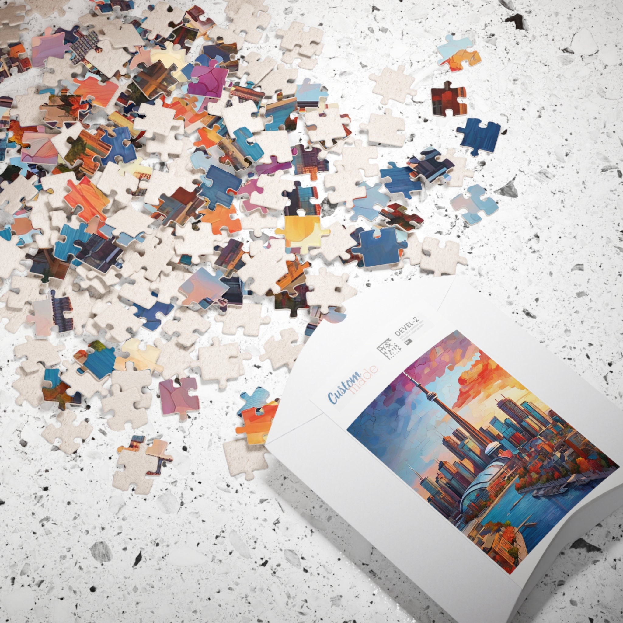 Toronto Skyline Puzzle Vibrant Mosaic Jigsaw, Cityscape Art Puzzle for Adults, From 1001000