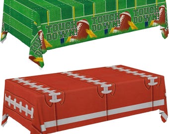 Football Party Tablecloth Set - Touchdown Decorations, Plastic 54x108 (2-Pack)