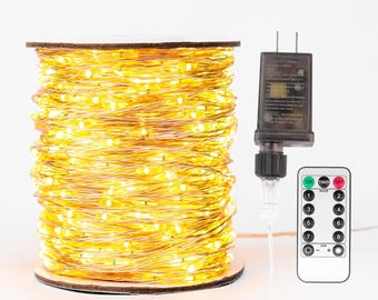 100FT LED Fairy Lights – Plug In, 600 LEDs, 8 Modes Remote
