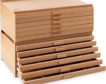 Beechwood Artist Storage Box, Multi-Drawer Pastel, Brush Organizer