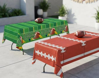 Football Party Tablecloth Set - Touchdown Decorations, Plastic 54x108 (2-Pack)
