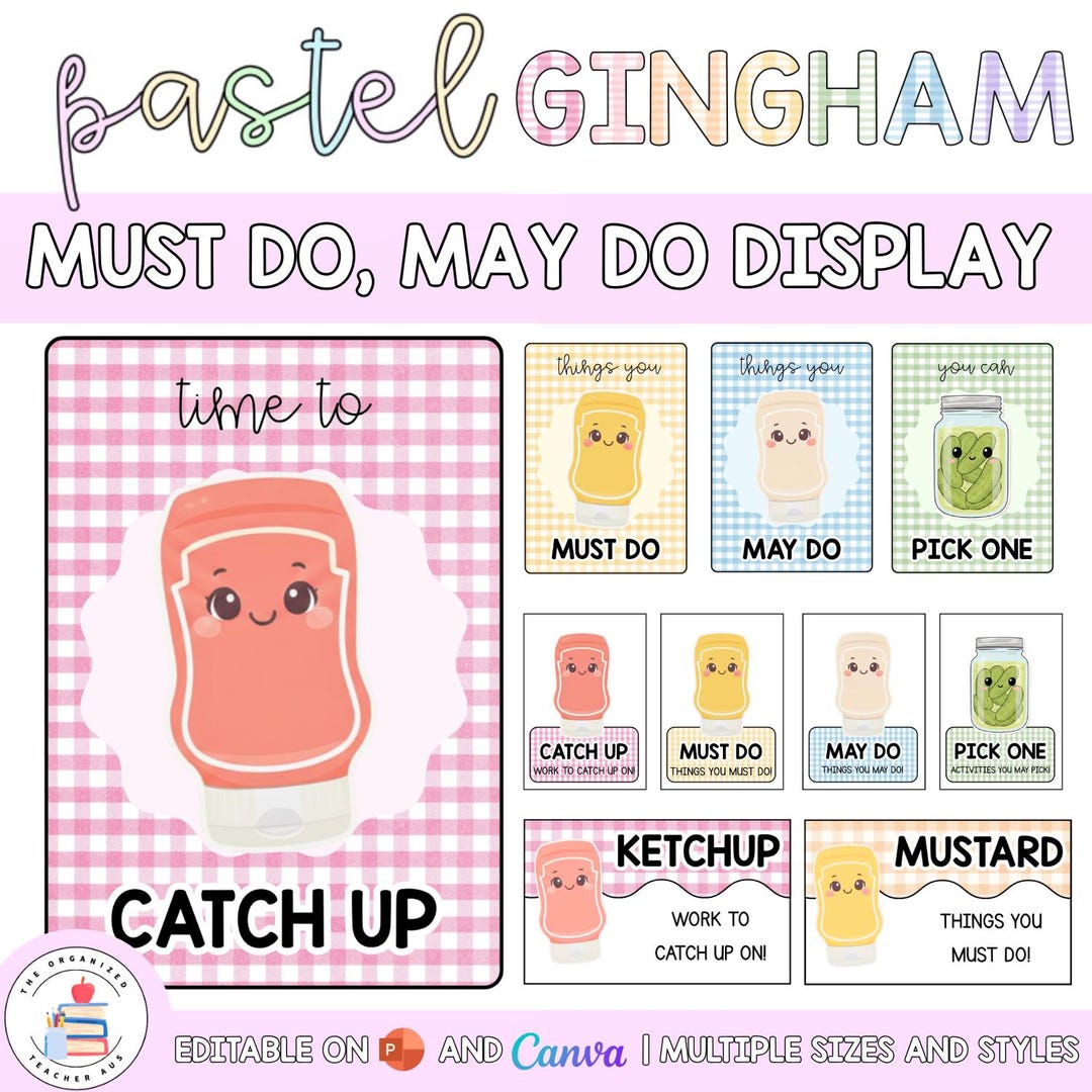 Editable Pastel Gingham Must Do, May Do Display | Classroom Work ...