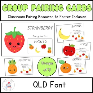 Groupes de polices QLD de 5 cartes de jumelage d'organisation | Cartes de partenariat pour le travail en groupe | Gestion de classe et inclusivité