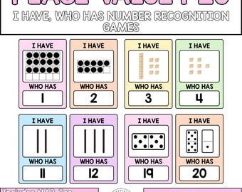 Place Value 'I Have, Who Has...' Ten Frame, MAB, Tally Mark, Dominoes Maths Game | Visual Support Material | Hands on Manipulatives Resource