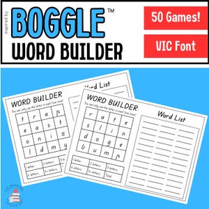 VIC Font BOGGLE Word Builder | Spelling, Word Work, Literacy Activity | No Prep Literacy Centers/Centres | Fast Finishers | English Warm Ups