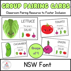 Groupes de polices NSW de 4 cartes de jumelage d'organisation | Cartes de partenariat pour le travail en groupe | Gestion de classe et inclusivité