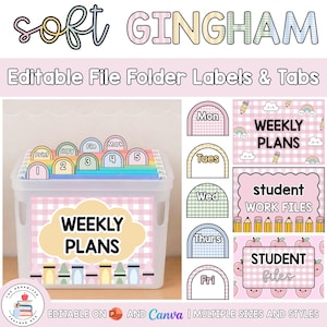 Etichette e linguette modificabili per cartelle sospese / Dati e pianificazione degli studenti / Etichette per la scatola di valutazione / Organizzazione degli insegnanti / Quadretti tenui