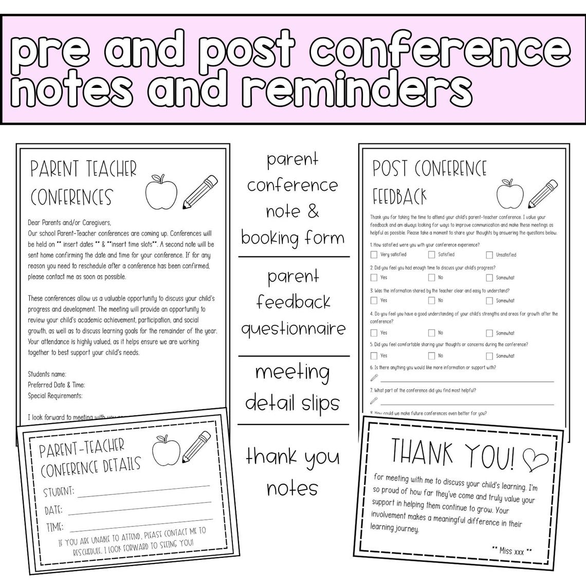 Editable Parent-teacher Conference Toolkit | Printable Forms, Templates ...