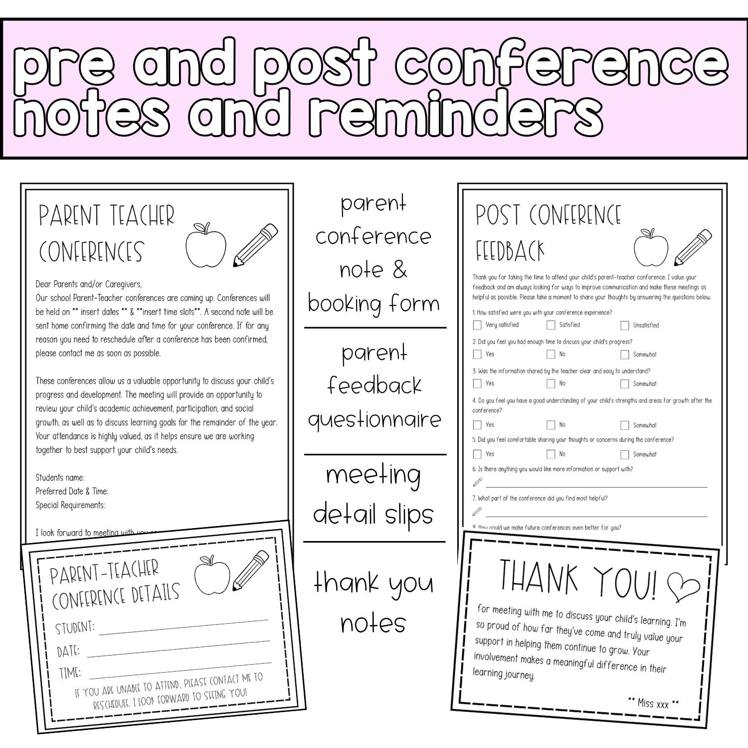 Editable Parent-teacher Conference Toolkit | Printable Forms, Templates ...