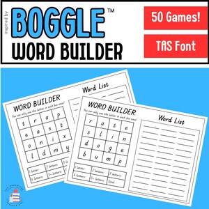 TAS Font BOGGLE Word Builder | Spelling, Word Work, Literacy Activity | No Prep Literacy Centers/Centres | Fast Finishers | English Warm Ups