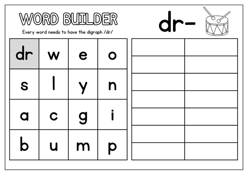 Digraphs & Blends BOGGLE Word Builder | Phonics Word Work Game | Early ...