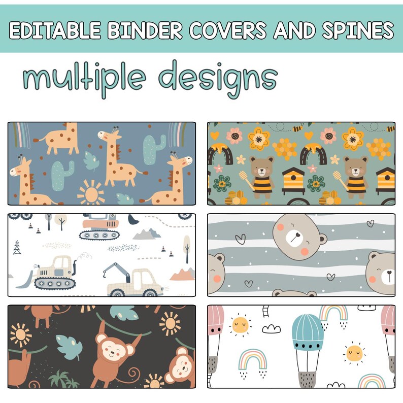 Editable Binder Labels and Spine Labels | Kids Art Deco Themed Decor ...