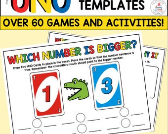UNO Card Math Center Game Templates | K-3 MEGA Bundle | 80+ Pages | Independent & Small Group | Number and Place Value Fluency