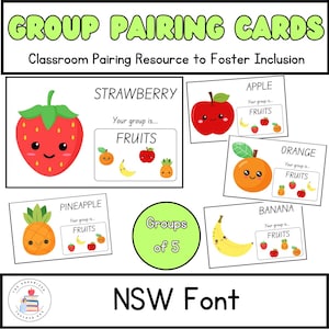 Groupes de polices NSW de 5 cartes de jumelage d'organisation | Cartes de partenariat pour le travail en groupe | Gestion de classe et inclusivité