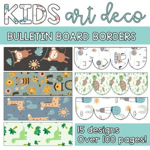 Bulletin Board Border Trims | Kids Art Deco Theme | Printable Classroom Decor | Visual Displays
