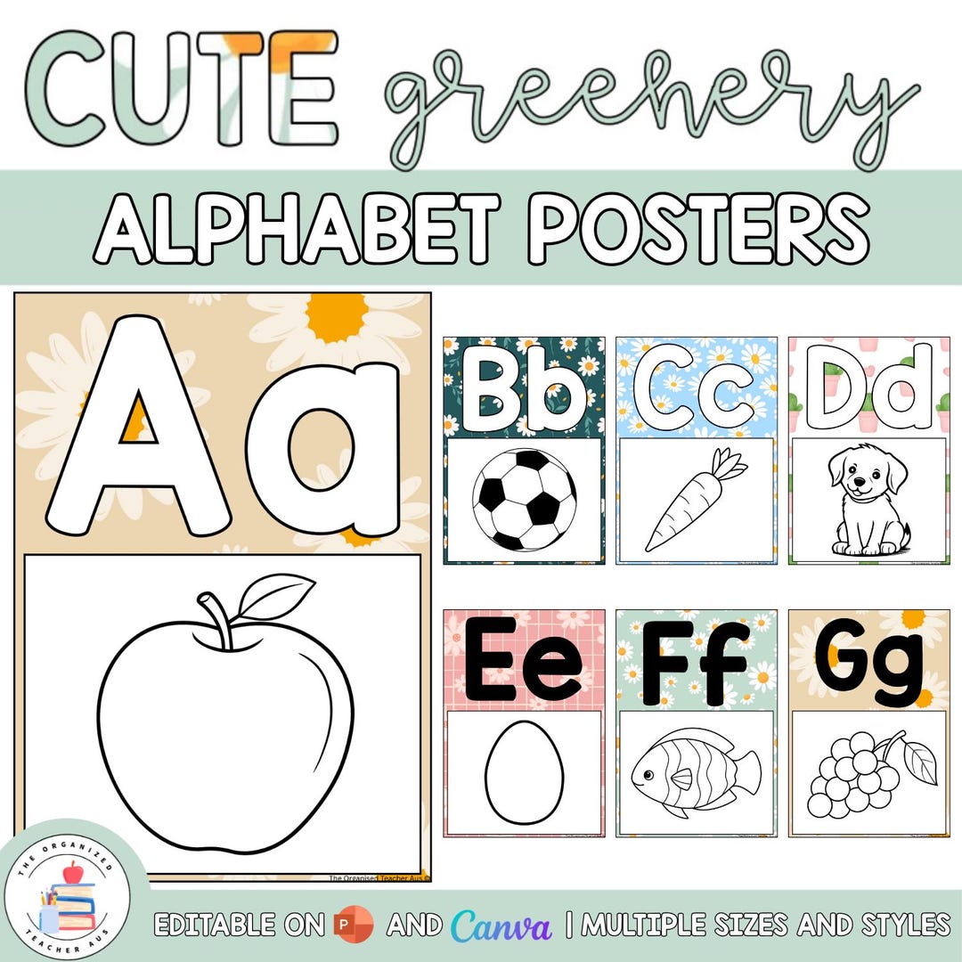 Cute Greenery Alphabet Posters | Literacy Visual Supports | Early ...