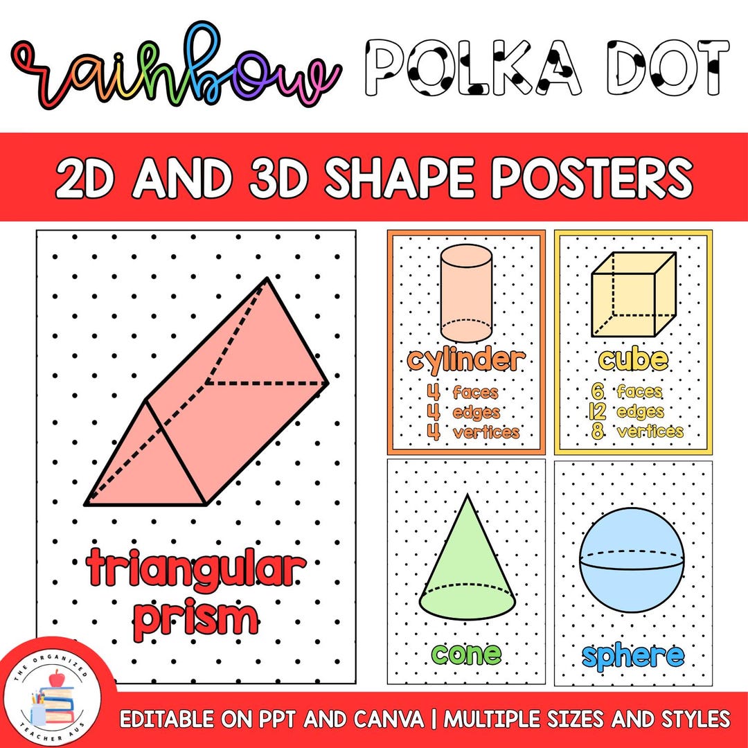 Rainbow Polka Dot | 2D and 3D Shape Properties Posters | Mathematics ...