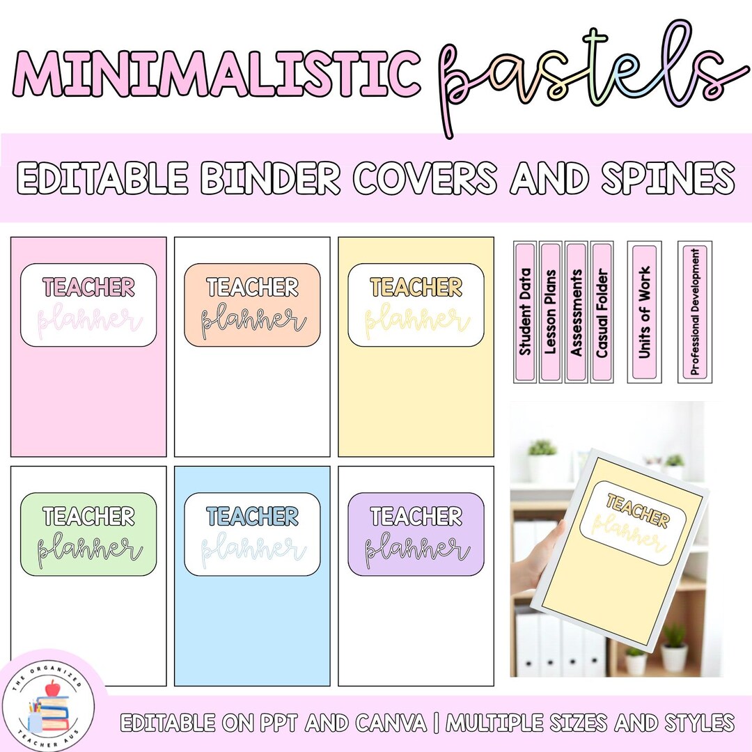 Minimalistic Pastels Editable Binder Labels and Spine Labels ...