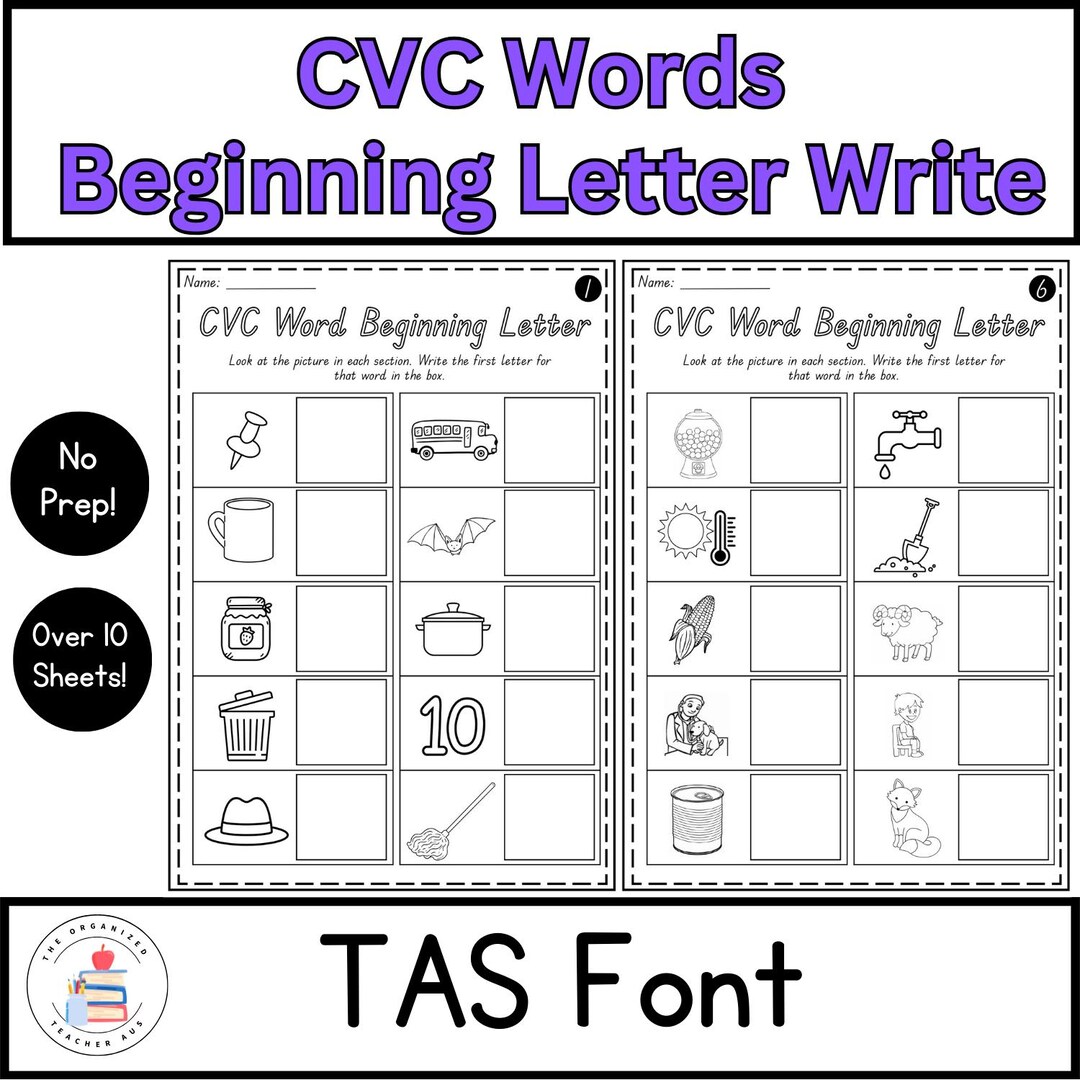 Beginning Ww TAS Font | CVC Word Beginning Letter Identification Write | Early ...