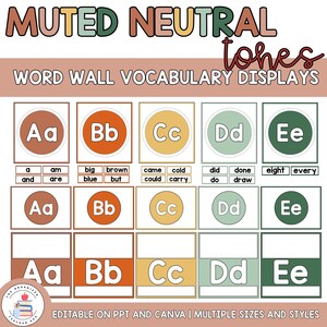 Editable Word Wall and Sight Word Cards | Muted Boho Neutral Tones Classroom Decor | High Frequency Words | Classroom Vocabulary Display