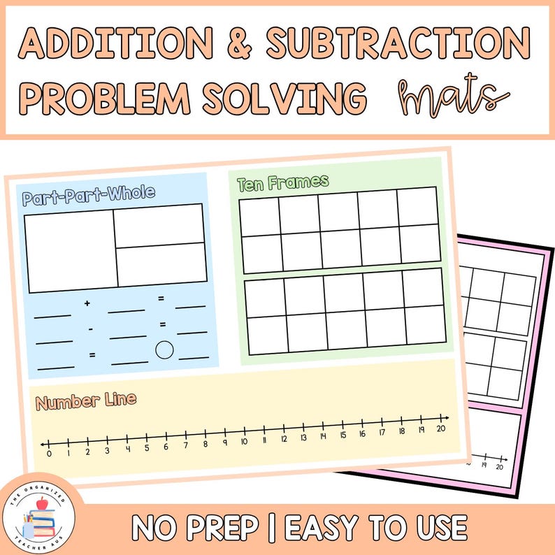 Addition & Subtraction Problem Solving Mats | Math Strategy Template ...
