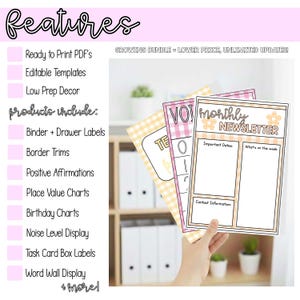 Pastel Gingham | Editable Classroom Decor Growing MEGA Bundle | Printable Teacher Resources, Templates, Organisation & Labels image 3