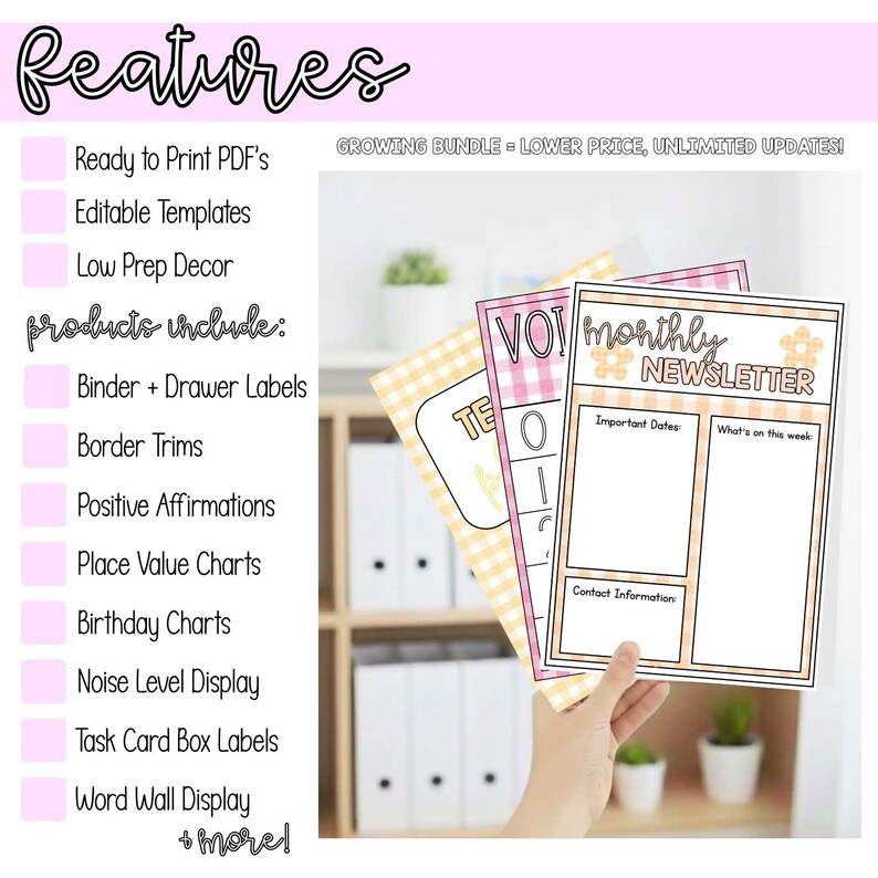 Pastel Gingham | Editable Classroom Decor Growing MEGA Bundle | Printable Teacher Resources, Templates, Organisation & Labels image 3