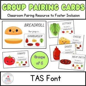 Groupes de 6 polices de caractères TAS | Cartes de partenariat pour le travail en groupe | Gestion de classe et inclusivité